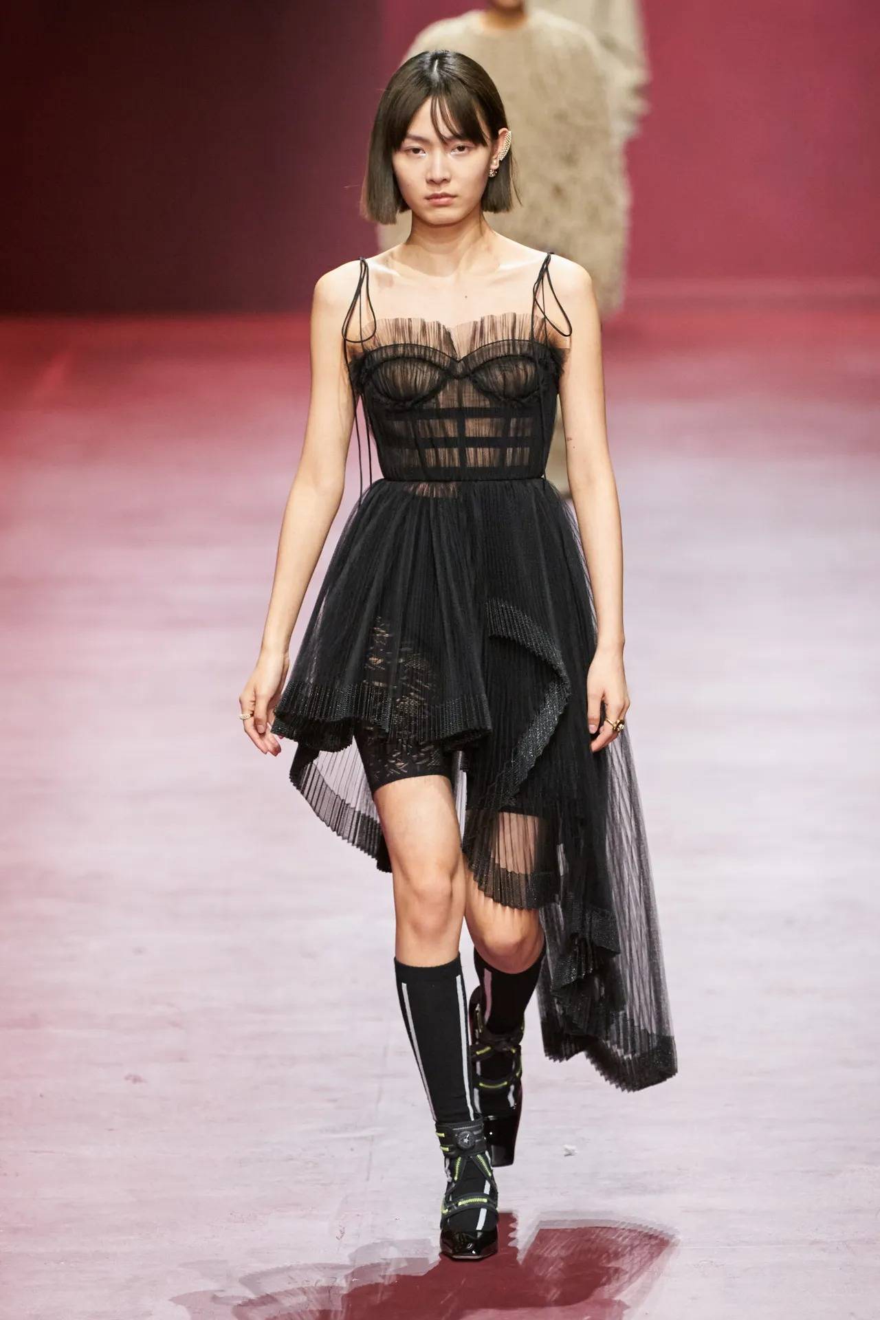 Robe courte en mousseline noire, Dior