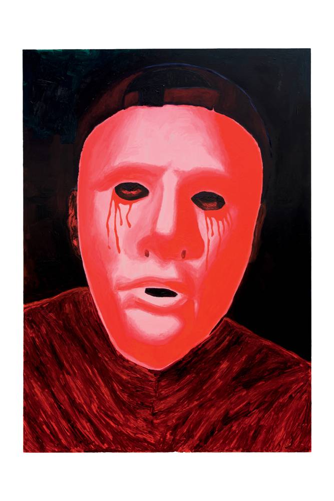 Nadjib Ben Ali, “Miskinamenté, part. II” (2021). Acrylic on canvas, 150 x 210 cm.