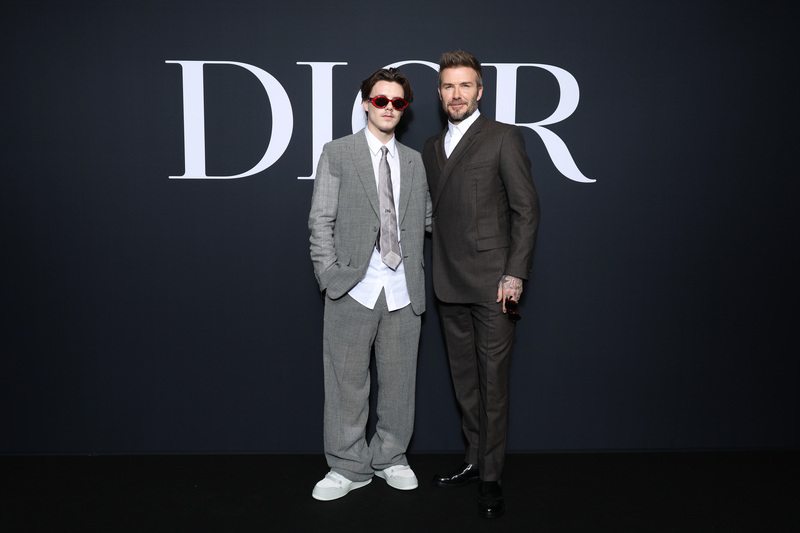 David et Cruz Beckham au défilé Dior homme automne-hiver 2023-2024