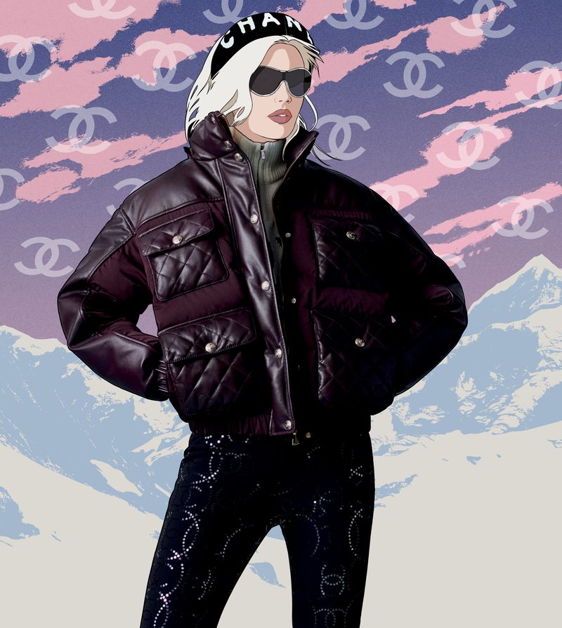 Blouson de ski bi-matière bordeaux Coco Neige, Chanel. © Chanel