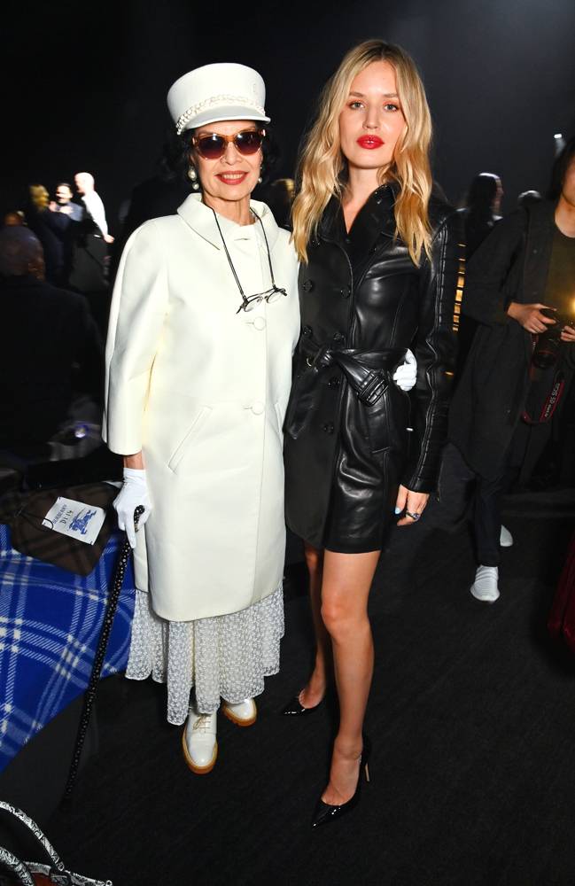 Bianca Jagger and Georgia May Jagger at the Burberry Fall-Winter 2023-2024 show