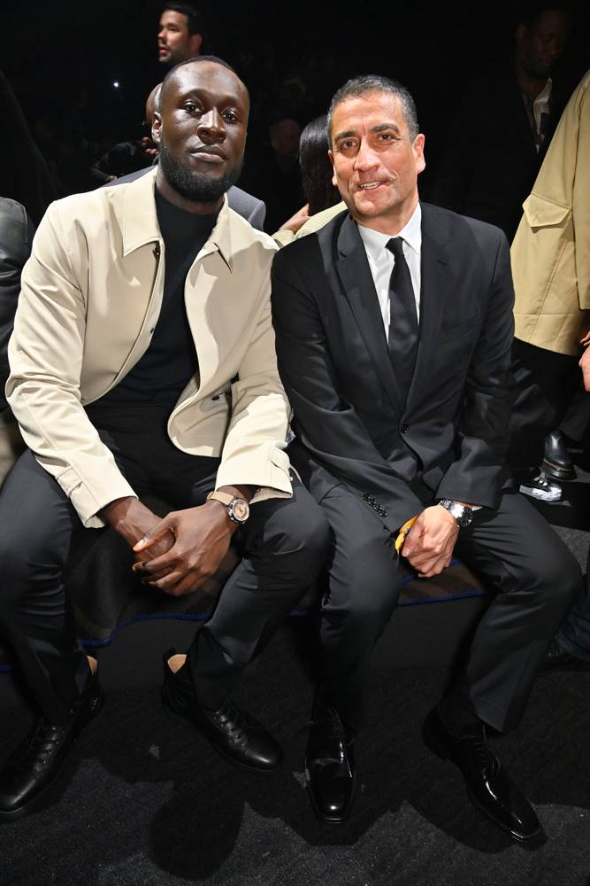 Stormzy and Jonathan Akeroyd at the Burberry Fall-Winter 2023-2024 show