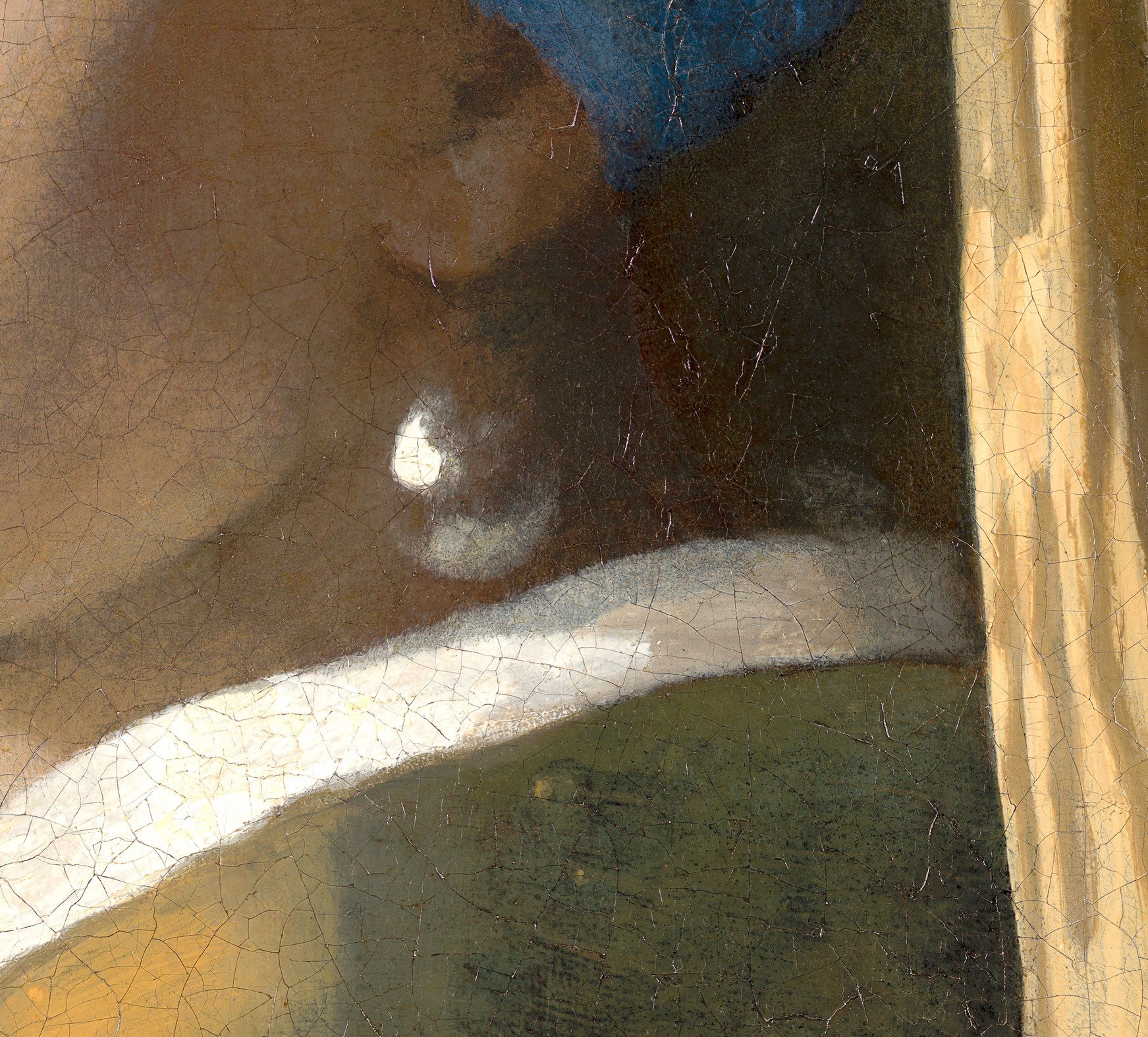 Détail de "La jeune fille à la perle", Johannes Vermeer, 1664–67. Mauritshuis, The Hague. Bequest of Arnoldus Andries des Tombe, The Hague
