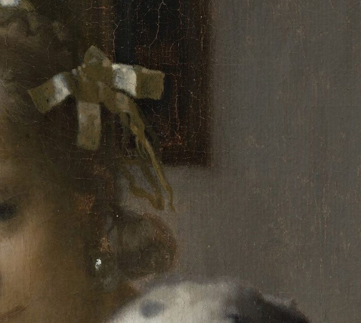 Détail de "Jeune fille écrivant une lettre", Johannes Vermeer, 1664-67. National Gallery of Art, Washington. Gift of Harry Waldron Havemeyer and Horace Havemeyer Jr., in memory of their father, Horace Havemeyer