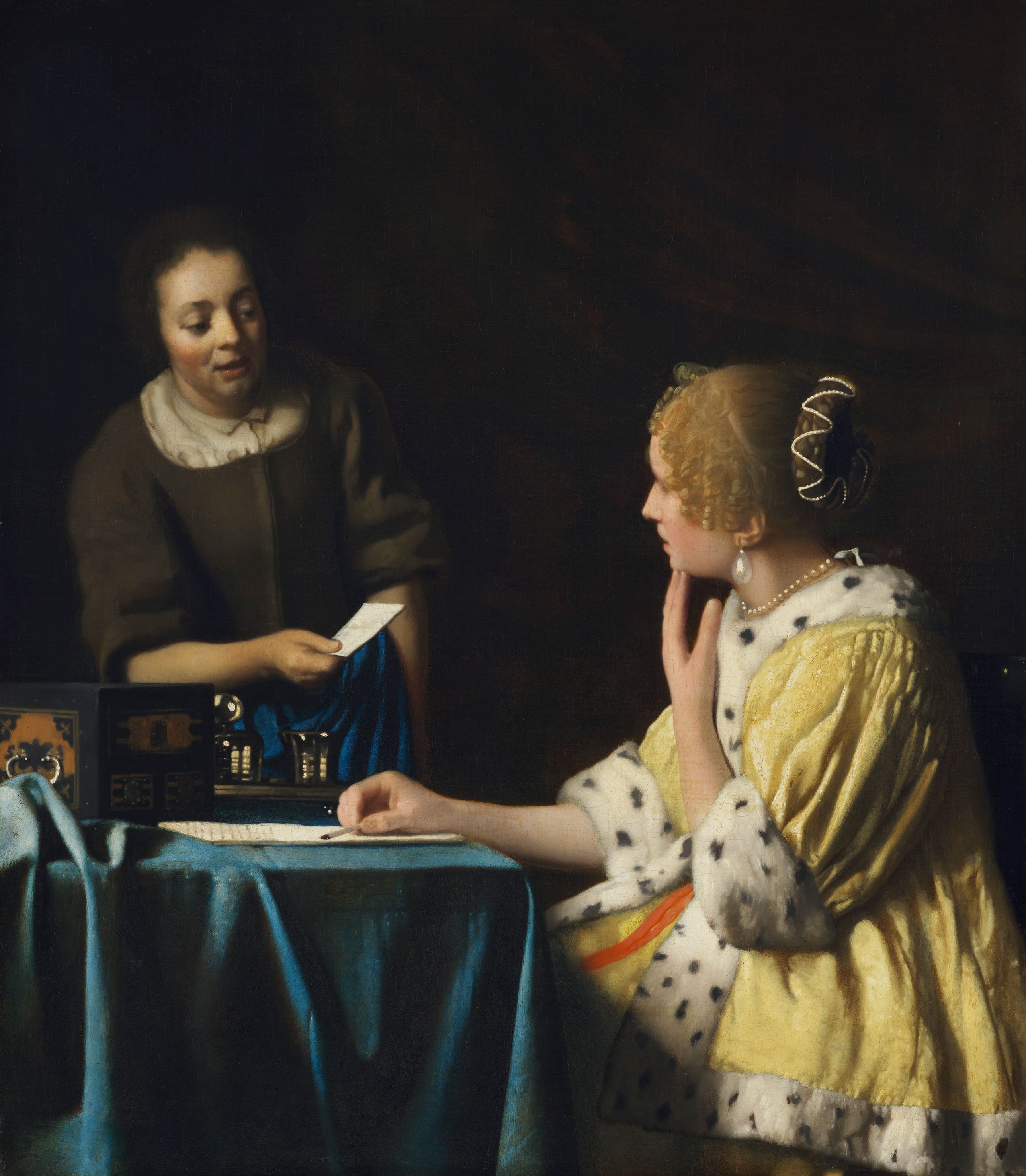 Johannes Vermeer, "La maîtresse et sa servante", vers 1665-67. The Frick Collection, New York. Photo: Joseph Coscia Jr