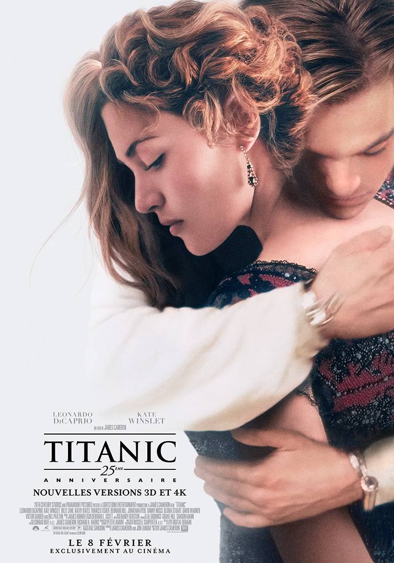 La nouvelle affiche de Titanic de James Cameron, qui ressort au cinéma ce mercredi 8 février 2023.