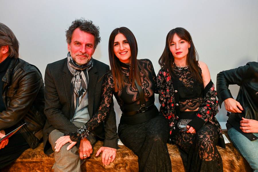 Eric Lartigau, Géraldine Nakache, Diane Rouxel at the Paco Rabanne Fall-Winter 2023-2024 show