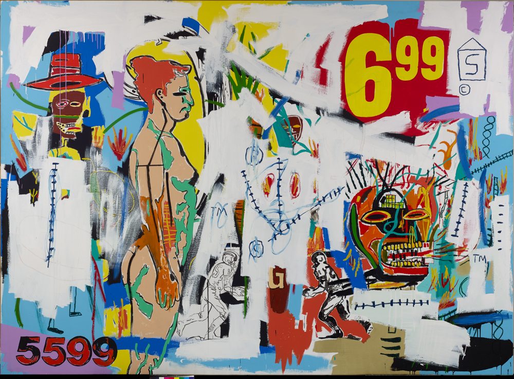 Jean-Michel Basquiat et Andy Warhol, “6,99” (1984). © The Andy Warhol Foundation for the Visual Arts, Inc. / Licensed by ADAGP, Paris 2023 © Estate of Jean- Michel Basquiat Licensed by Artestar, New York