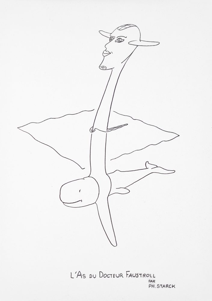 “L’As”, dessin de Philippe Starck pour le Collège de ’Pataphysique, 2021. Photo : Jean-Louis Losi