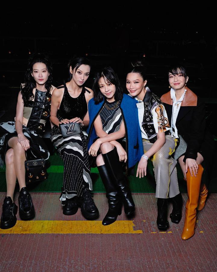FIsh Liew, Louise WOnf, Karena Lam, Scha Alya Hya et Raline SHah au défilé Louis Vuitton Pre-Fall 2023 à Séoul