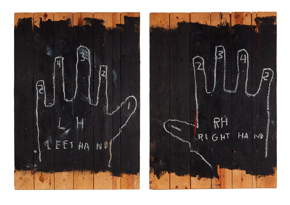 Jean-Michel Basquiat, Untitled (Left Hand Right Hand), 1984 – 1985, collection particulière © Estate of Jean-Michel Basquiat. Licensed by Artestar, New York.