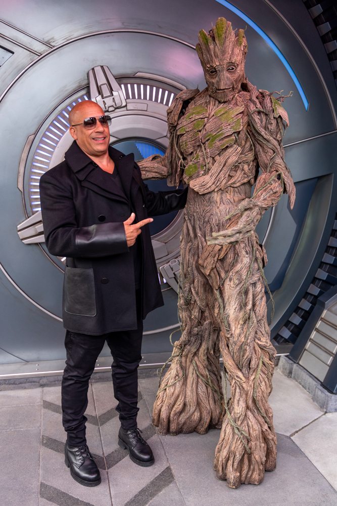 Vin Diesel at the Guardians of the Galaxy Volume 3 European Gala at Disneyland Paris on April 22, 2023 in Paris. Photo by StillMoving.Net/Getty Images for Disney.