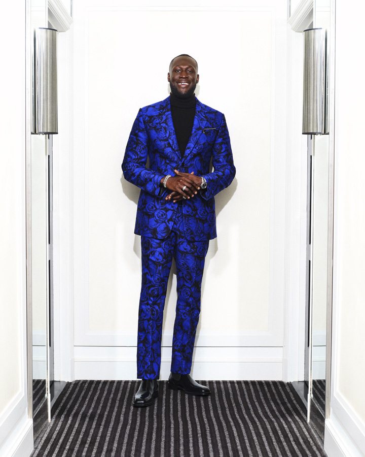 Stormzy in a Burberry suit 
