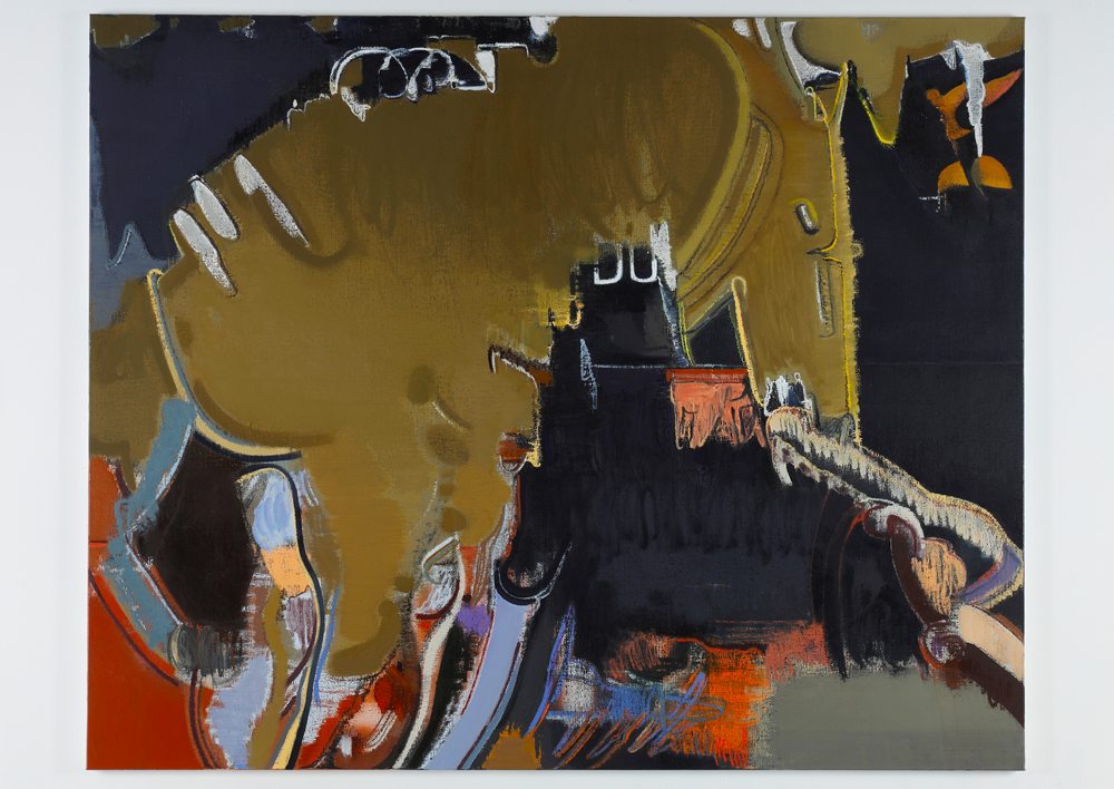  Han Bing, “Tusk” (2022). Huile et pastel sur lin. 172.7 x 203.2 cm. Courtesy of Night Gallery, Los Angeles.
