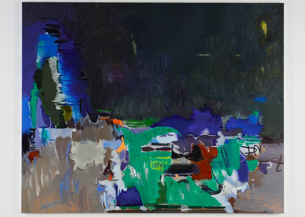 Han Bing, “MSL” (2023). Huile et pastel sur lin. 142.9 x 177.8 cm. Courtesy of Night Gallery, Los Angeles.