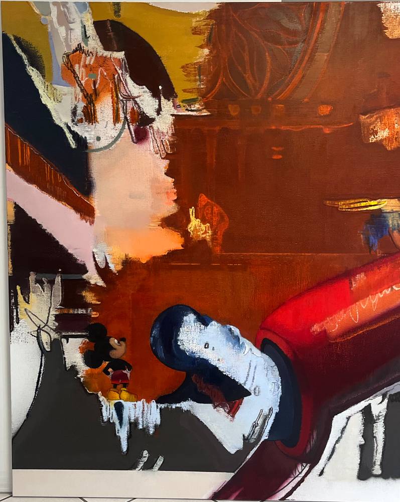 Han Bing, “Unreliable critic” (2023). Acrylique et huile sur lin. 177,8 x 143 cm. Courtesy Thaddaeus Ropac gallery, London · Paris · Salzburg · Seoul © Han Bing.