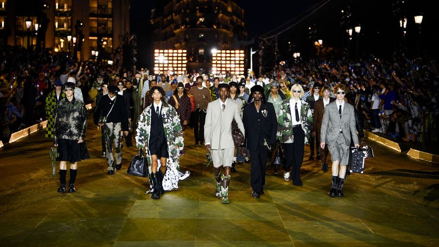 Jaden Smith and Pharrell Williams attend the Louis Vuitton Fall