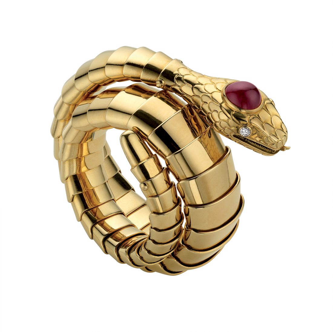 Bracelet Serpenti de Bulgari en or, diamants et rubis, 1950.