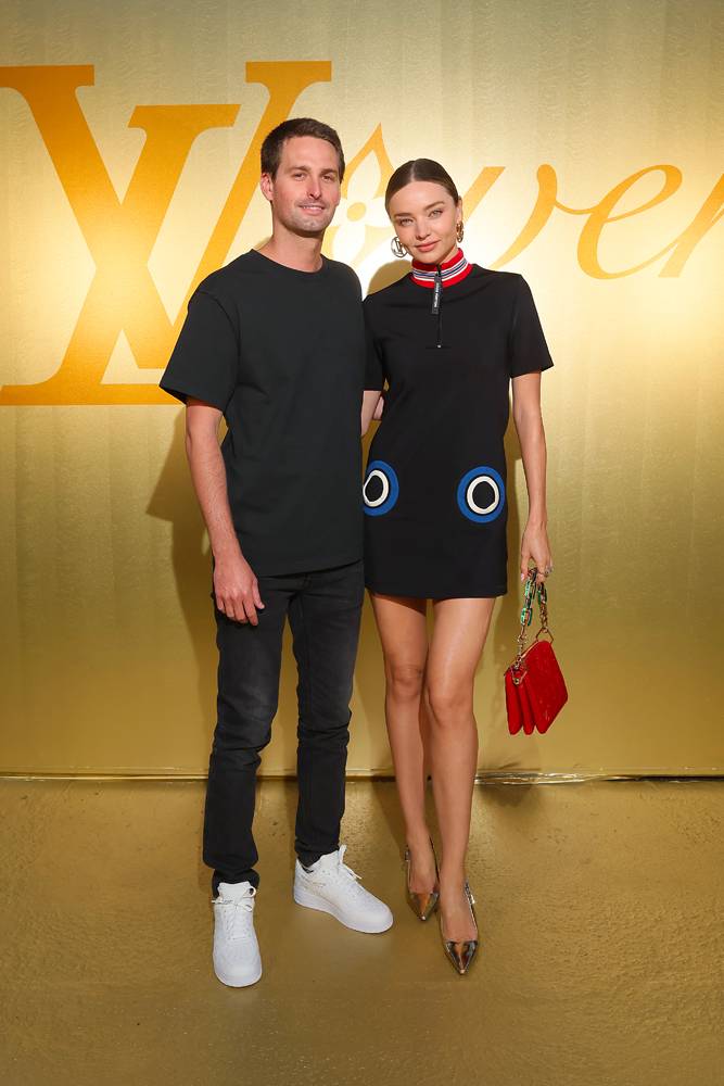 Miranda Kerr and Evan Spiegel at the Louis Vuitton show by Pharrell Williams