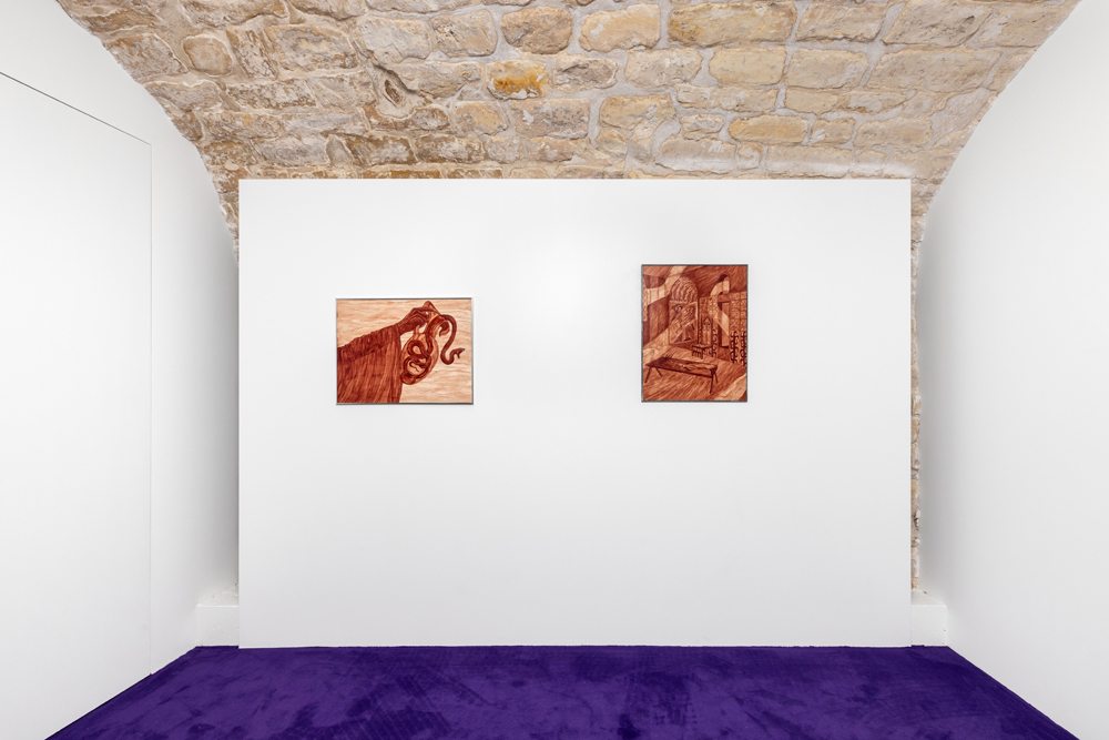 Vue de l'exposition d'Alison Flora à la DS Galerie, 2023. Photo : Romain Darnaud.