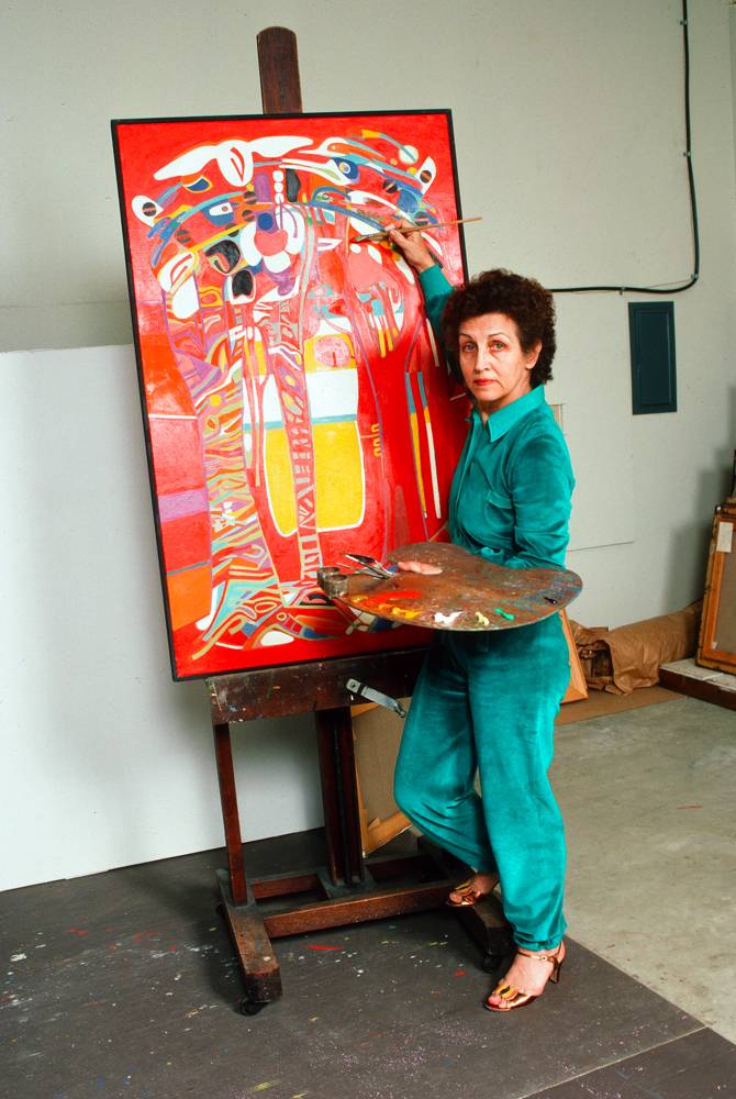 Francoise Gilot dans son studio vers 1982 à La Jolla, Californie. © Photo by PL Gould/IMAGES/Getty Images