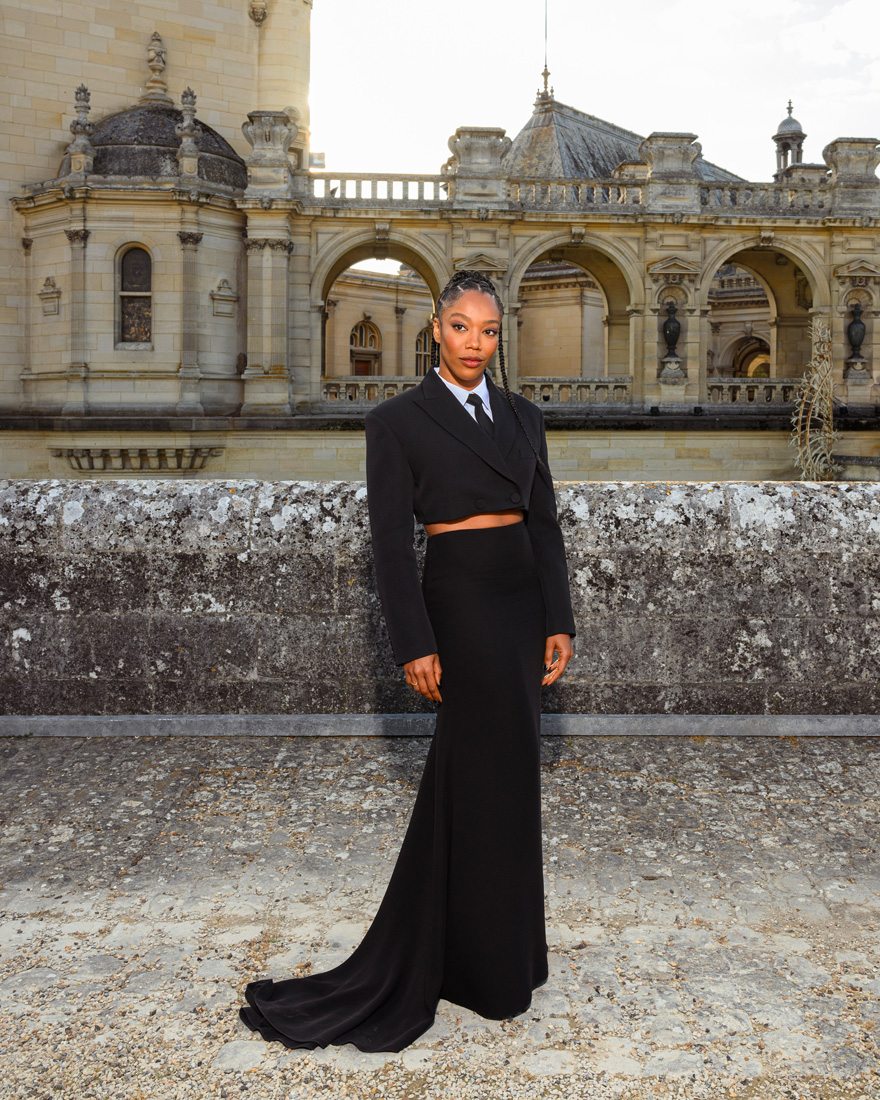 Naomie Ackie au défilé Valentino haute couture à Chantilly 
