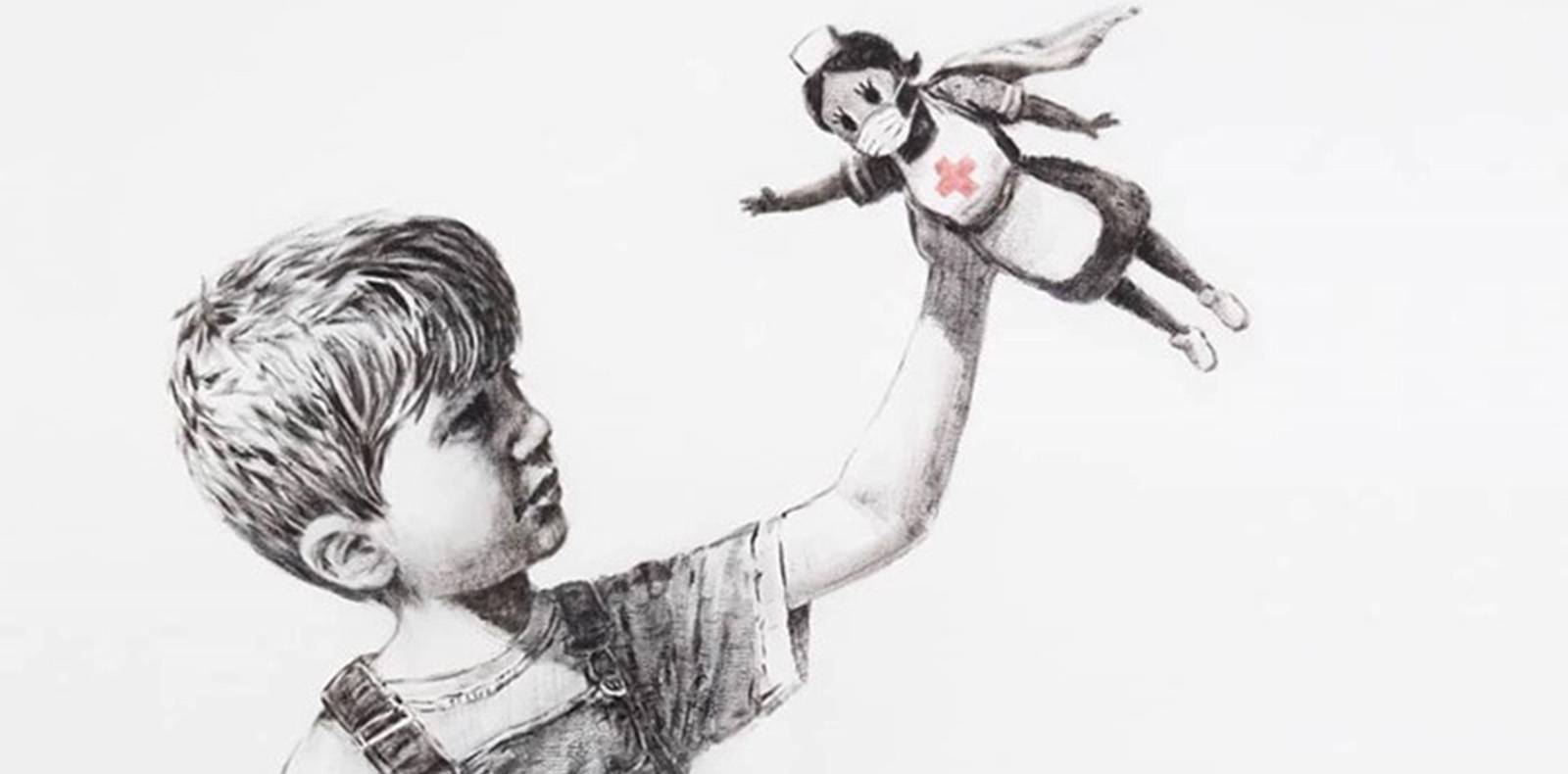 Un homme tente de voler le cadeau de Banksy aux hôpitaux britanniques