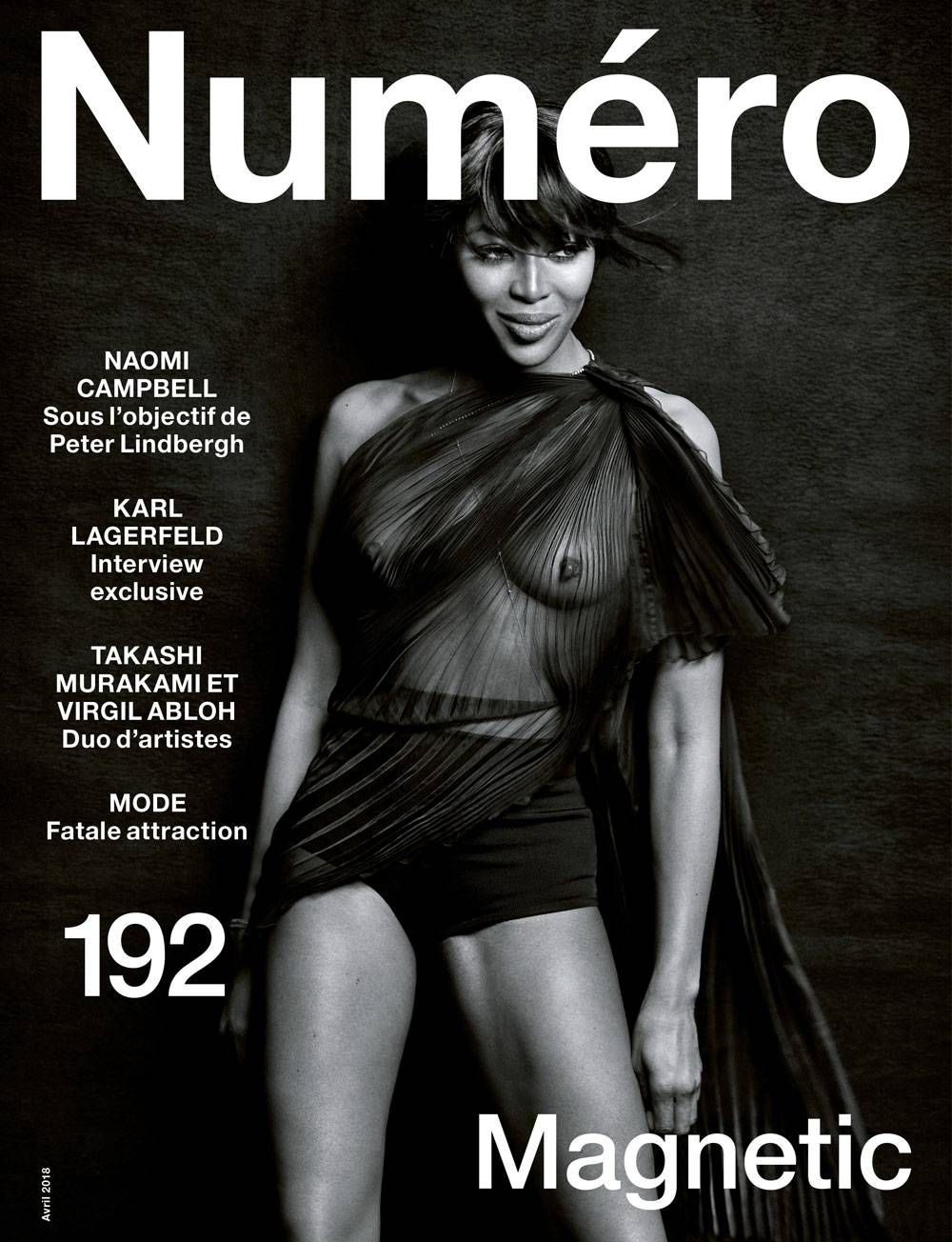 Naomi Campbell par Peter Lindbergh et Babeth Djian pour le Numéro d’avril 2018
