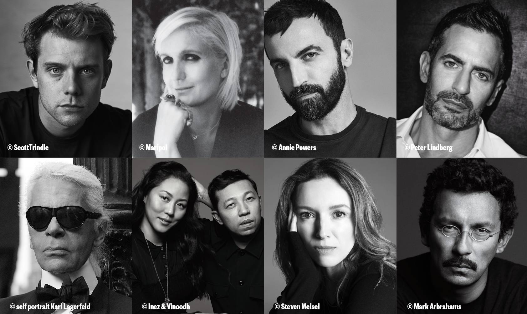 Le jury du prix LVMH 2018 avec Jonathan Anderson, Maria Grazia Chiuri, Nicolas Ghesquière, Marc Jacobs, Karl Lagerfeld, Carol Lim et Umberto Leon, Clare Waight Keller, Haider Ackermann.