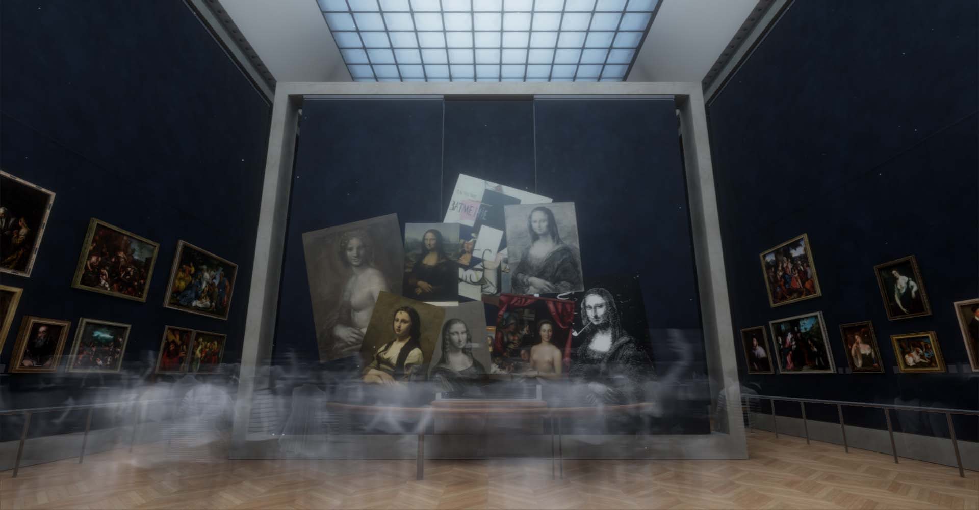 Vue de l'installation en réalité virtuelle de “La Joconde” au musée du Louvre © Emissive and HTC Vive Arts