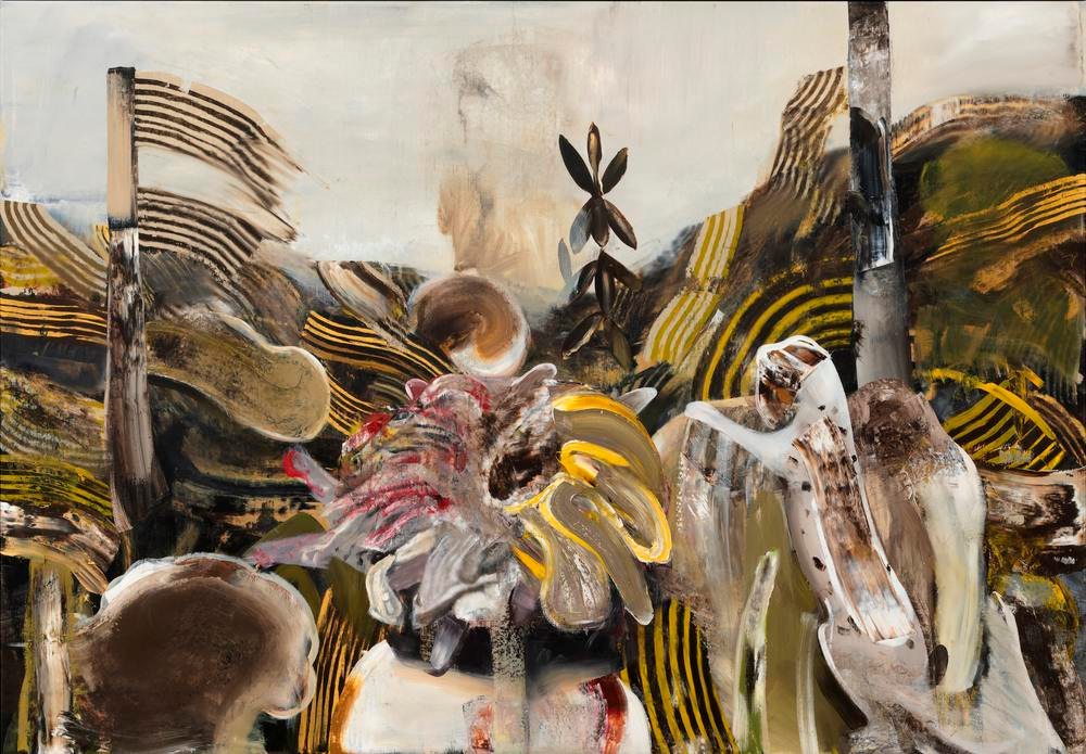 Adrian Ghenie, “Forest Landscape with Fire”, 2018, huile sur toile – 200,5 x 290,2 cm. Courtesy of Galerie Thaddaeus Ropac