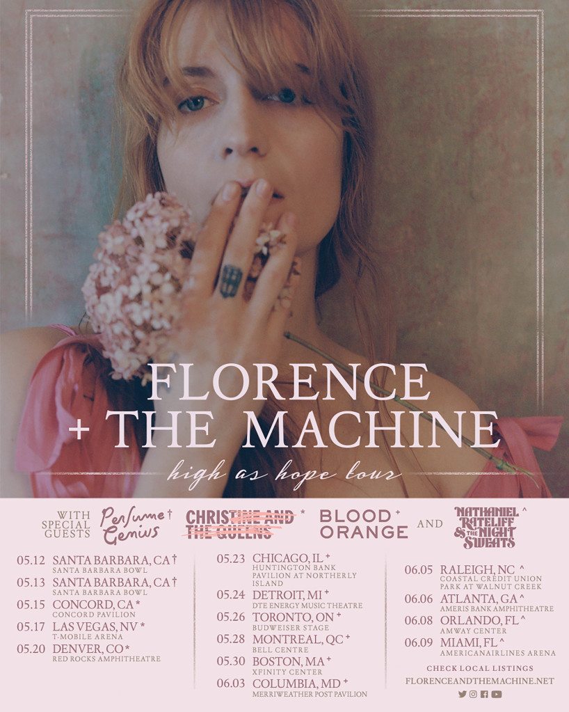 Affiche de la tournée “High as Hope”, Florence-and-the-Machine. 