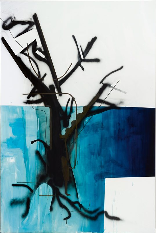 “Ohne Titel (Baum 58)” (2015) d’Albert Oehlen. Huile sur Dibond, 300 x 200 cm. Albert Oehlen/Photo : Simon Vogel.