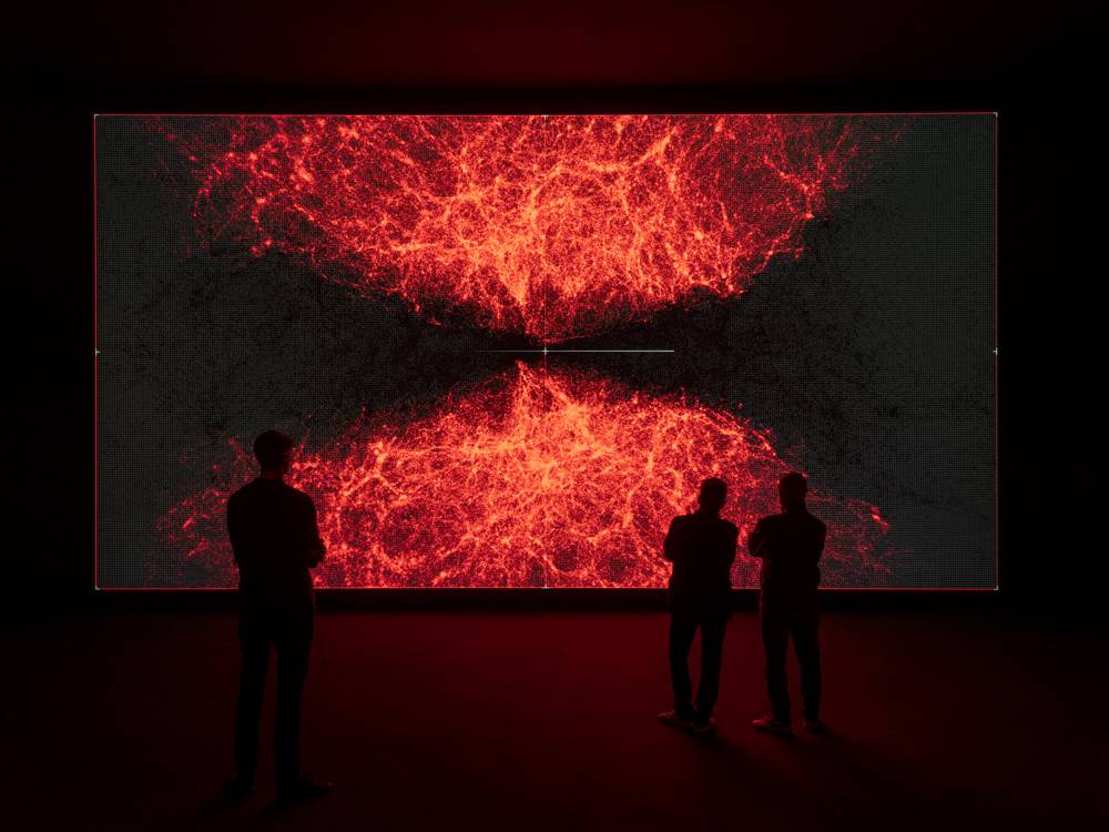 Vue de l’installation de l’artiste Ryoji Ikeda à la 58e Biennale de Venise.