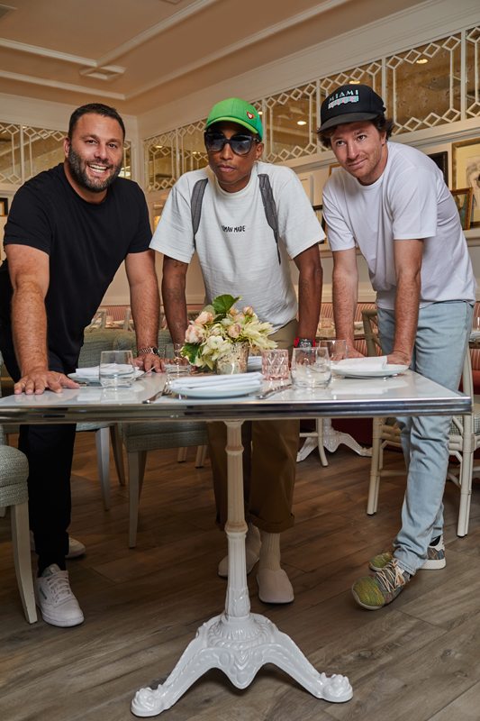 David Grutman, Pharrell Williams and Jean Imbert at the Swan restaurant in Miami.
