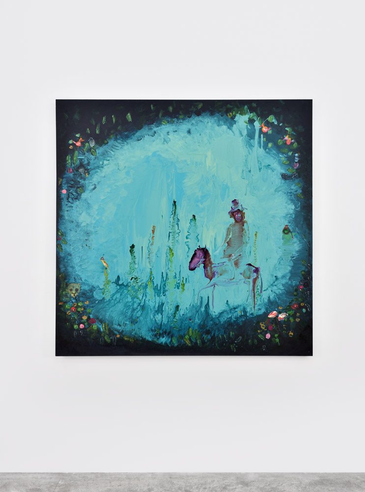 “Gentleman In A Tropical Forest” (2019), de Genieve Figgis. Acrylique sur toile, 150 X 150 Cm 