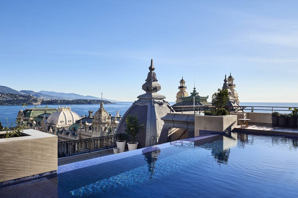 Hôtel de Paris Monte-Carlo, vue de la terrasse de la nouvelle Suite Prince Rainier III, dévoilée après quatre ans de travaux.
