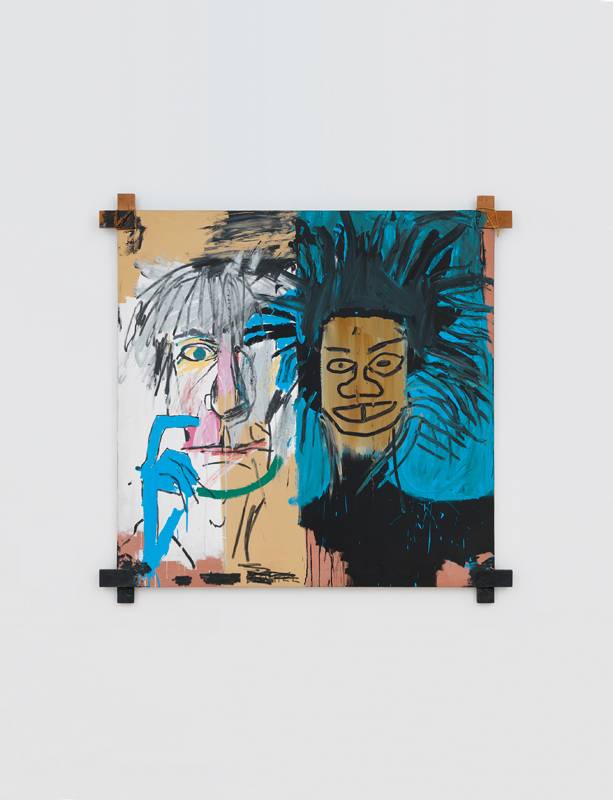 “Dos Cabezas” (1982) de Jean-Michel Basquiat. Acrylique et pastel sur toile. 152,4 x 152,4 x 2,54 cm. 
Estate of Jean-Michel Basquiat. Licensed by Artestar, New York/Photo : Robert McKeever