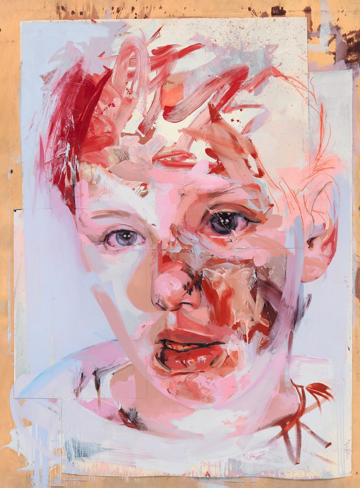 Jenny Saville, "Red Stare Collage" (2007-2009). Glueing on cardboard, 252 x 187,3 cm. 