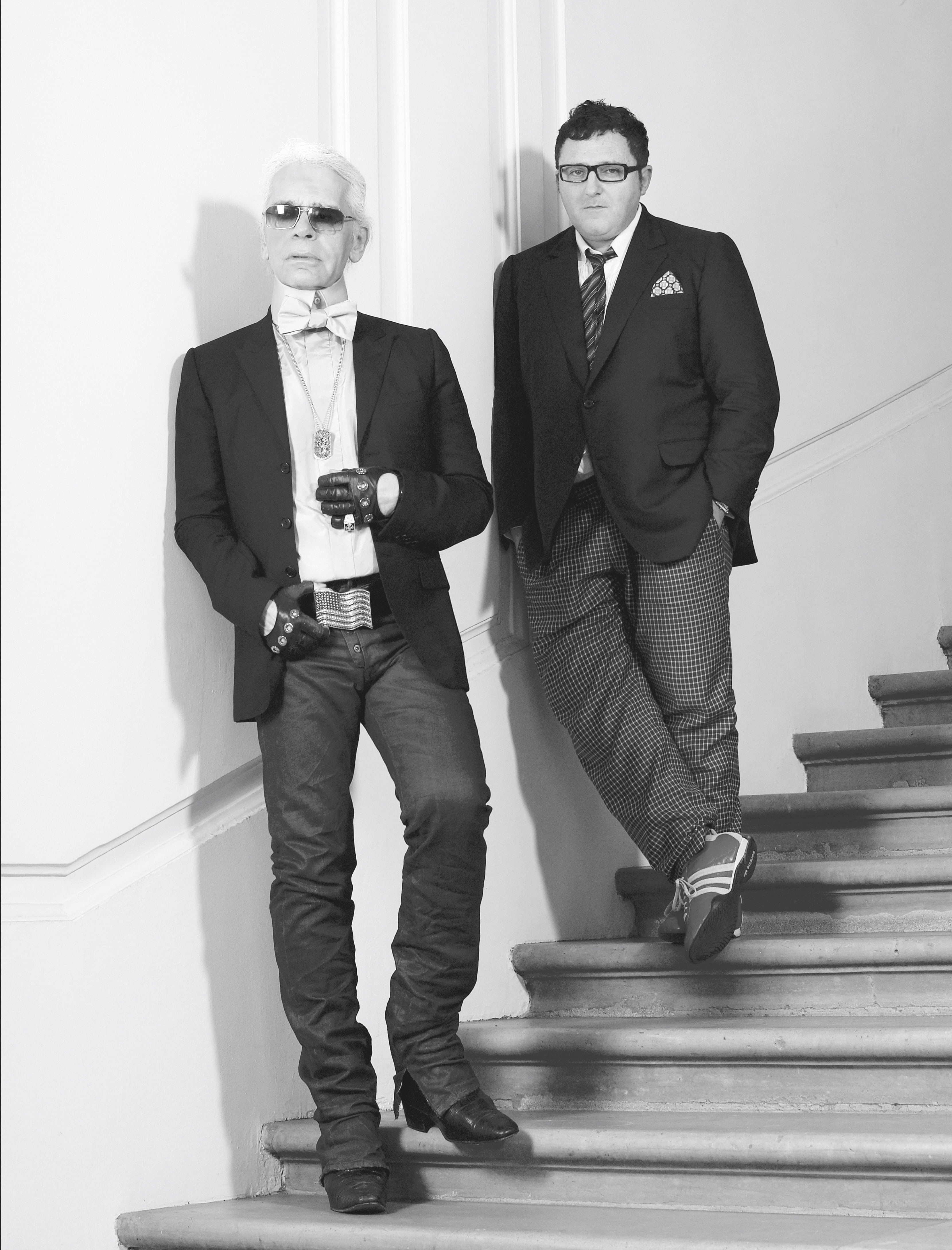 Karl Lagerfeld et Alber Elbaz. Portrait par Karl Lagerfeld.