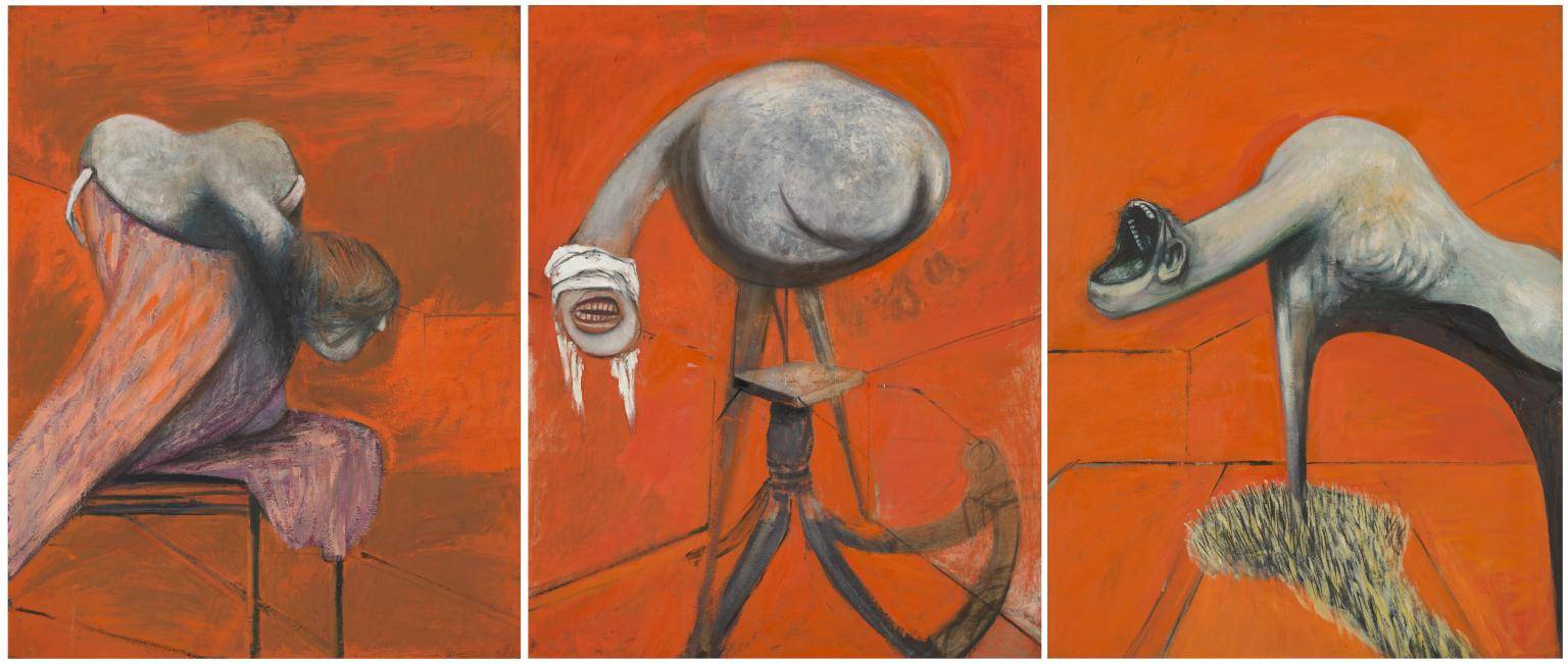“Three Studies for Figures at the Base of a Crucifixion”, Francis Bacon, 1944.