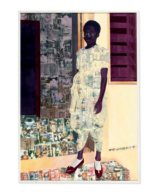 “The Beautyful Ones” (2012), Njikeda Akunyili Crosby. Acrylic, pastel, colored pencils and Xerox transfer on paper, 243 x 170 cm. The work was sold for nearly €3 million at Christie's London in March 2017.