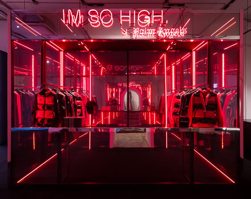The House of Genius in New York, Moncler’s new concept store. An installation of collection 8 - Moncler Palm Angels.
 