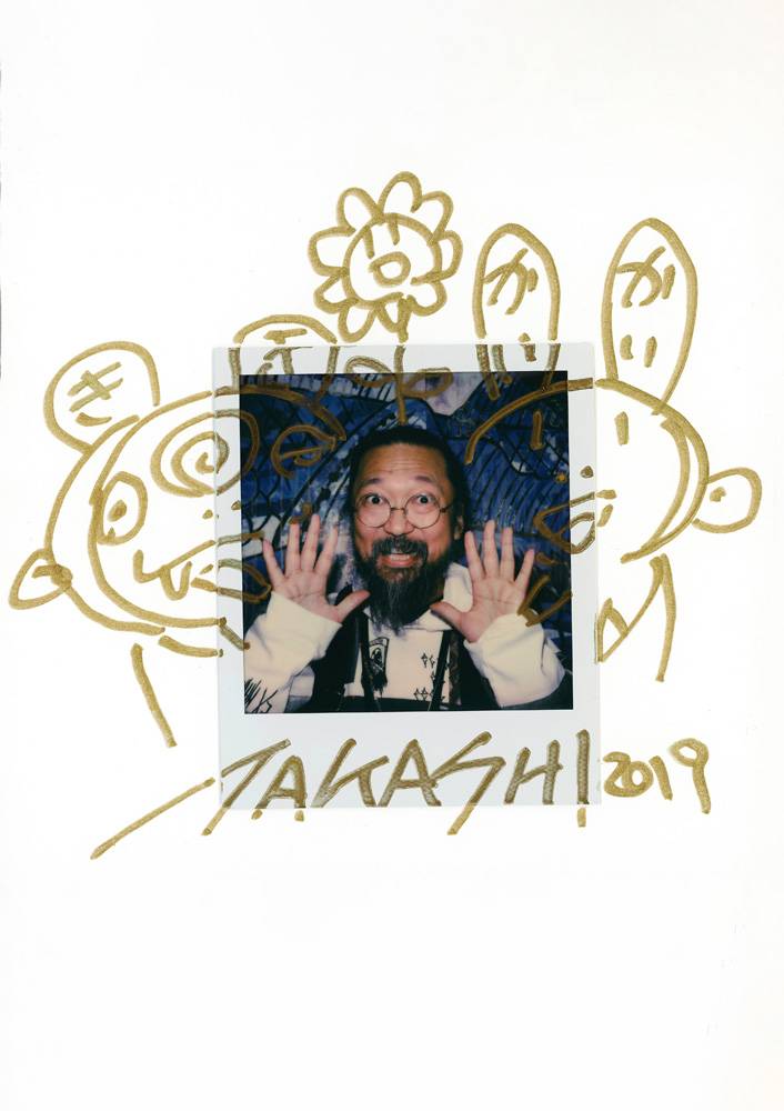 Dessin réalisé par Takashi Murakami pour “Numéro art” (Polaroid de Rayan Nohra).
