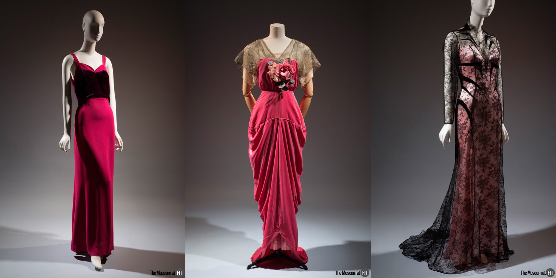 Elsa Schiaparelli gown - Summer 1937, Museum Purchase.
Robert evening gown - 1910-1914, France, Museum Purchase. 
Thierry Mugler evening gown - 1994, Museum Purchase. 