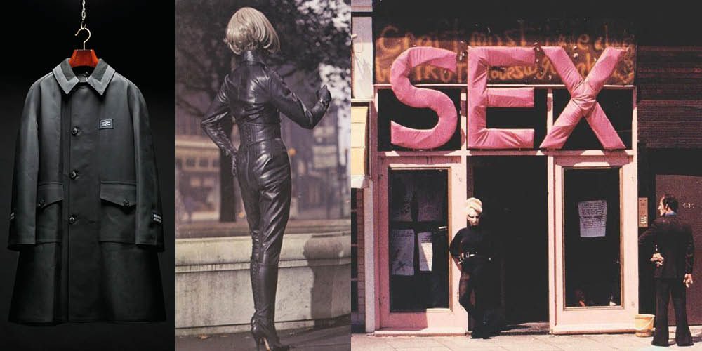 Un imperméable Mackintosh, une combinaison John Sutcliff, et la boutique Sex de Vivienne Westwood et Malcolm McLaren avec ses lettres en latex rose