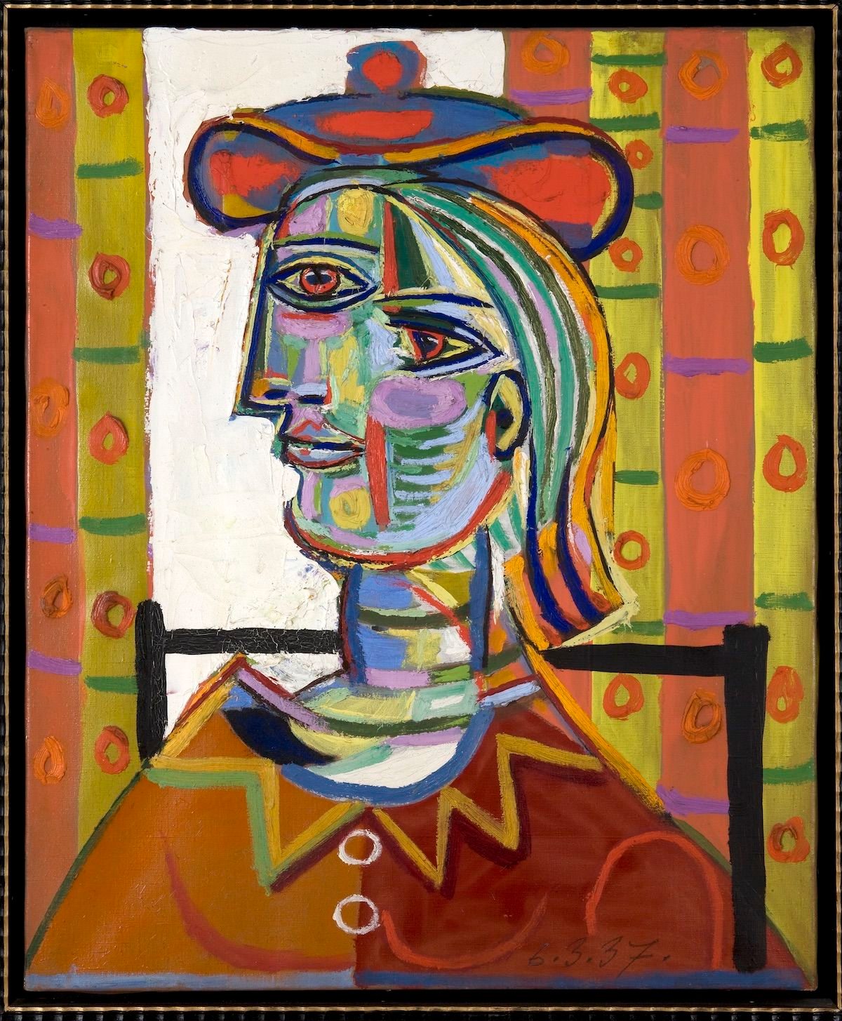 Pablo Picasso, Femme au beret et la collerette (Woman with Beret and Collar), 1937. © Estate of Pablo Picasso / Artists Rights Society (ARS), New York. Courtesy the Donald B. Marron Family Collection, Acquavella Galleries, Gagosian, and Pace Gallery.