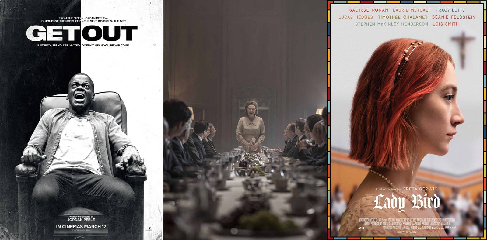 “Get Out” de Jordan Peele, “The Post” de Steven Spielberg et “Lady Bird” de Greta Gerwig.