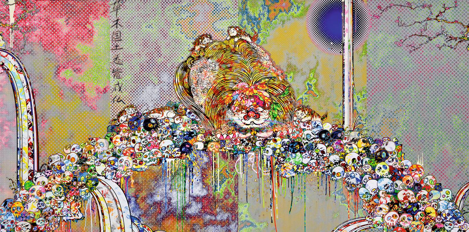 Takashi Murakami, Title TBD, 2018 Acrylic on canvas mounted on aluminium frame, 59 1/16 x 118 1/8 inches, (150 x 300 cm) Gagosian 