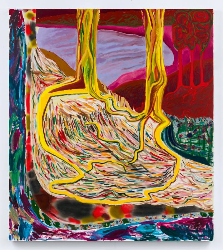 “Soil Mates” (2018) de Shara Hughes. Huile, acrylique et teinture sur toile, 173 x 152 cm. Courtesy of the artist and Galerie Eva Presenhuber, Zurich/New York.